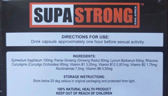 KING AFRICA SUPA STRONG : 100% PURE BOTANICAL SEX FORMULA FOR MEN : lot de 2 caps vegetales NOIRES