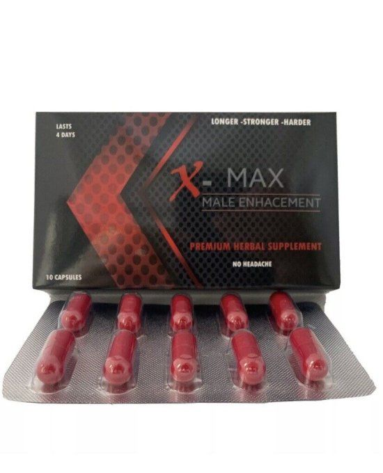 X MAX MALE ENHANCEMENT HERBAL CAPSULES FORMULA : HOMMES  lot de 2 capsules veg. rouges 